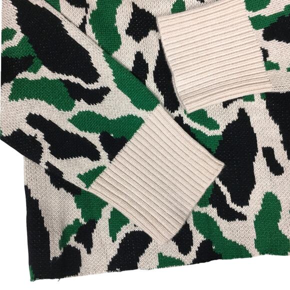 Sugar + Lips Sweater Cropped Crewneck Camo Green NEW Women's XL Knit Casual Top - Picture 10 of 10